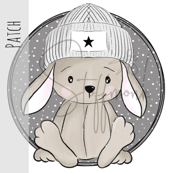 Patch / Aufnäher  - "Coole Socke" - Grau Punkte - Rund